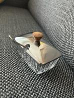Suikerpotje(bleikristal)met deksel en zilver suikerlepeltje., Antiek en Kunst, Ophalen, Zilver