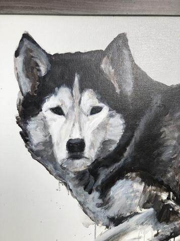Rivier hond, prachtig schilderij van Ruud Oeben