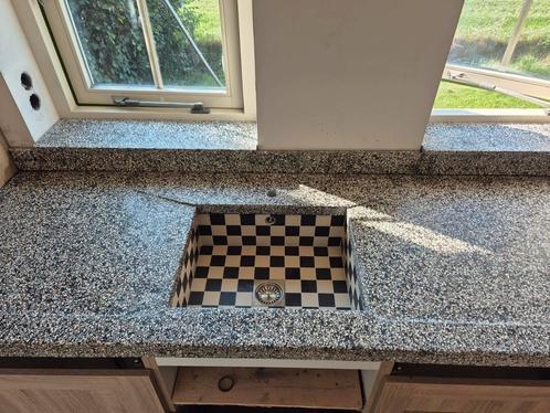 Terrazzo aanrechtbladen en vloeren,  tegelspoelbak werkblade, Huis en Inrichting, Keuken | Keukenbenodigdheden, Nieuw, Ophalen of Verzenden