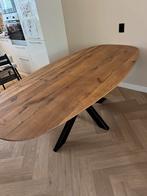 Deens ovaal eiken houten tafel walnoot, Ophalen, Eikenhout, 200 cm of meer, 50 tot 100 cm