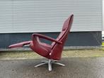 1WIJNRODE LEREN RELAXFAUTEUIL op accu, Huis en Inrichting, Fauteuils, Ophalen, Minder dan 75 cm, Leer, 50 tot 75 cm
