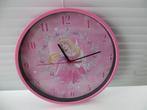 Disney Princes Klok Roze met cijfers en secondewijzer 25 cm, Ophalen of Verzenden, Zo goed als nieuw, Analoog, Wandklok