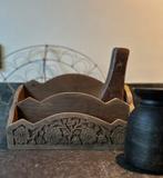 Houtsnijwerk vakkenbakje India oosters sober sleets, Ophalen of Verzenden, Zo goed als nieuw