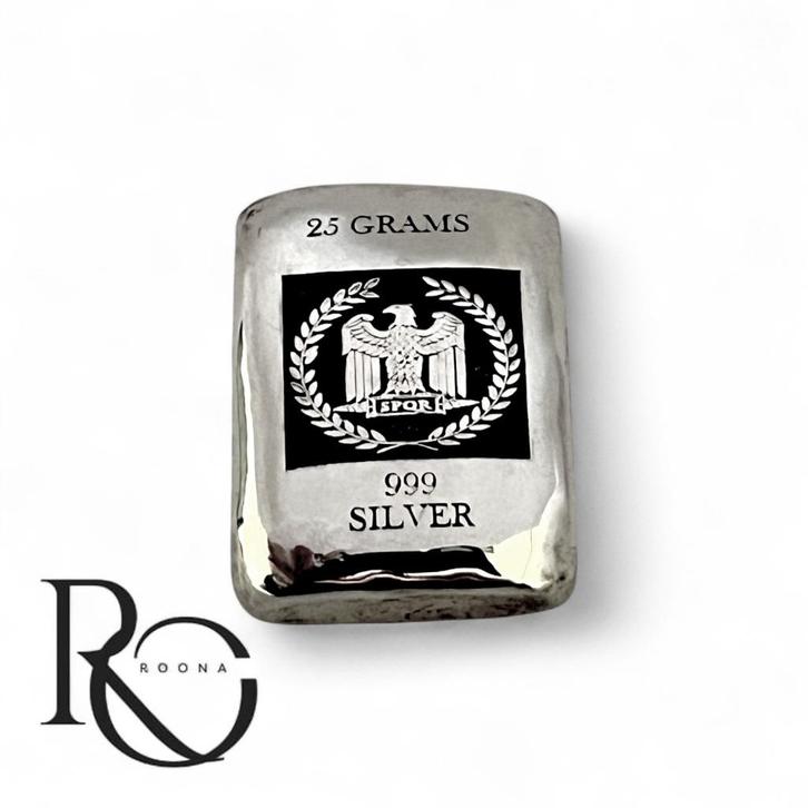 SPQR 25 gram handgegoten zilverbaar – Collectors Edition, Postzegels en Munten, Edelmetalen en Baren, Zilver, Ophalen of Verzenden