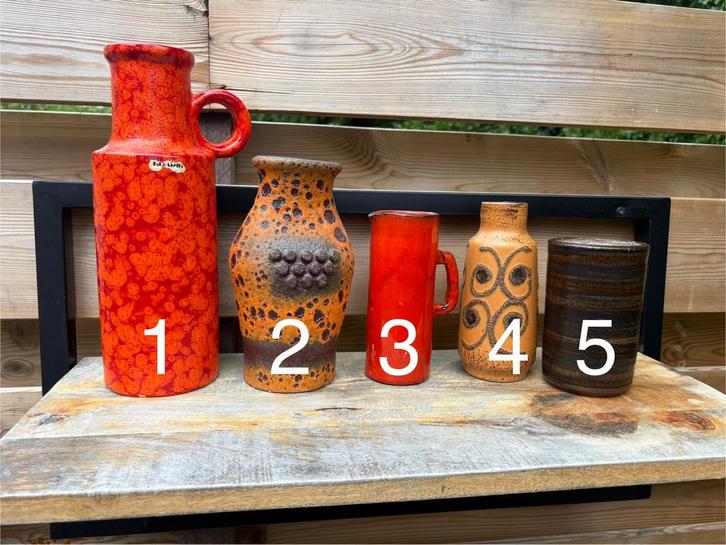 Vintage vazen fat lava, Huis en Inrichting, Woonaccessoires | Vazen, Gebruikt, Minder dan 50 cm, Aardewerk of Porselein, Ophalen of Verzenden