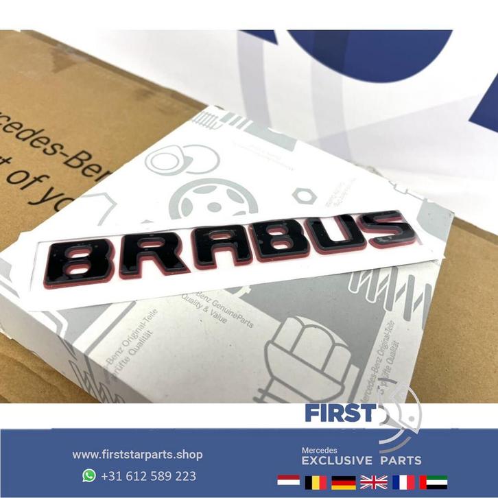 BRABUS ROCKET LETTERS ZWART / ROOD LOGO ACHTERKLEP LOGO ZWAR, Auto-onderdelen, Carrosserie en Plaatwerk, Mercedes-Benz, Achter