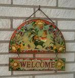 antiek glas in lood Groot WELCOME  bord/hanger /welkomsbord, Ophalen of Verzenden