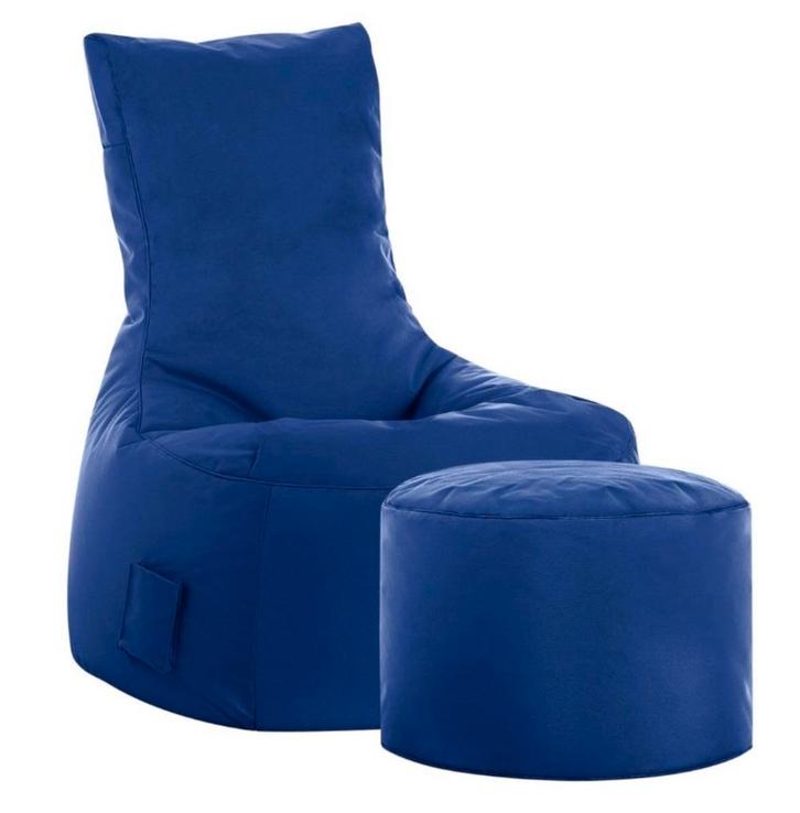 Blauwe Zitzak met Voetenbank, Huis en Inrichting, Zitzakken, Zo goed als nieuw, Zitzakstoel, Blauw, Ophalen