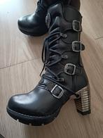New rock trail biker boots bikerboots gothic metal 37, New Rock, Zwart, Lage of Enkellaarzen, Nieuw