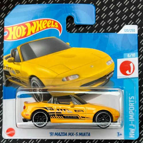 Hot Wheels '91 Mazda MX-5 Miata Hotwheels geel, Hobby en Vrije tijd, Modelauto's | Overige schalen, Nieuw, Ophalen of Verzenden