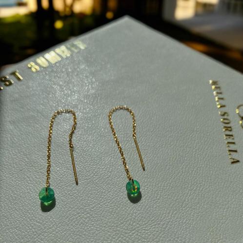 Oorbellen natuurlijke Ethiopische opaal staal, Sieraden, Tassen en Uiterlijk, Oorbellen, Nieuw, Hangers, Overige materialen, Groen
