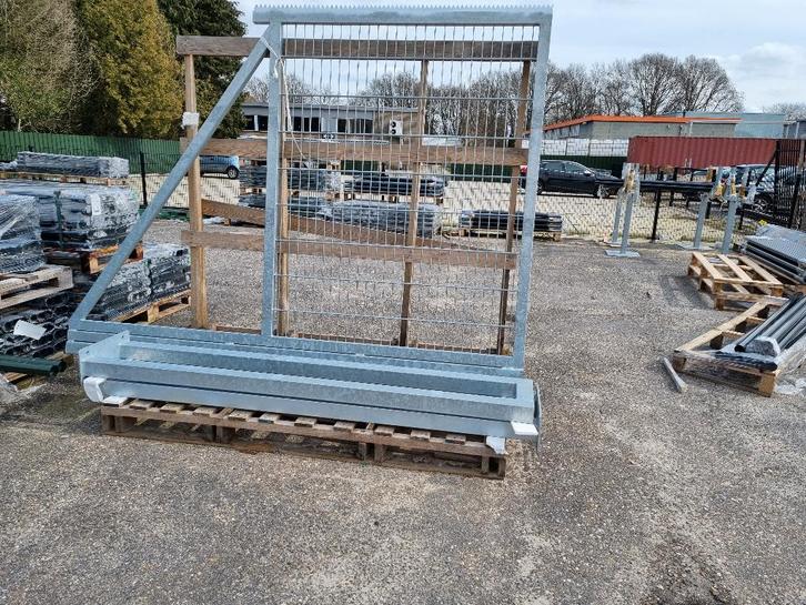 Mini schuifpoort 1,5m breed 2m hoog met Hanekam Opruiming, Tuin en Terras, Tuinhekken en Hekwerk, Nieuw, Dubbelstaafmat hekwerk