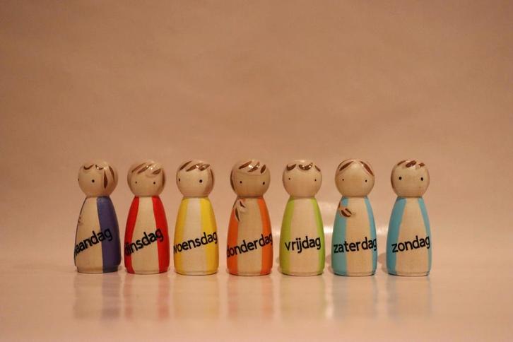 Dagen van de week peg dolls leren sensorisch spelen klas, Kinderen en Baby's, Speelgoed | Houten speelgoed, Nieuw, Ophalen of Verzenden