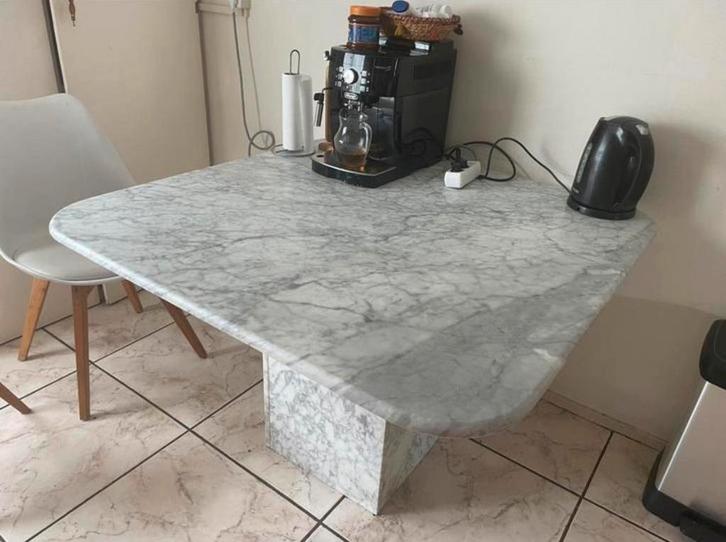 Prachtige vintage Carrara marmeren eettafel, Huis en Inrichting, Tafels | Eettafels, Zo goed als nieuw, 50 tot 100 cm, Rechthoekig