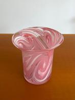 Vintage Murano glazen vaas met roze swirl, Overige kleuren, Ophalen of Verzenden, Minder dan 50 cm, Glas
