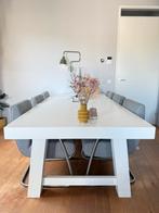 Grote witte eikenhouten tafel, Ophalen, Gebruikt, 100 tot 150 cm, Eikenhout