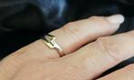 Gouden Vintage bi-color aanschuifring met zirkonia. 2025/338, ., Ophalen of Verzenden, ., Dame