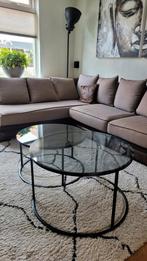 2 glazen salontafels, Huis en Inrichting, Tafels | Salontafels, Ophalen, Gebruikt, Rond, Glas