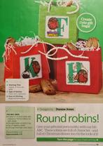 Roodborstjes alfabet Kerst borduurpatronen, Ophalen, Nieuw, Handborduren, Patroon