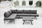 Aluminium hoek lounge tuinbank sunbed,  tafel kussens KOOPJE, Ophalen, 6 zitplaatsen, Bank, Loungeset