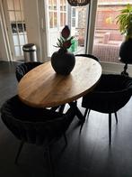 Ovale eettafel 1.60 m + 4 stoelen velvet, Huis en Inrichting, Tafels | Eettafels, Ophalen, 50 tot 100 cm, Zo goed als nieuw, 150 tot 200 cm