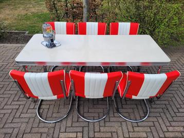 Amerikaanse Bel Air diner tafel + 6 stoelen sixties fifties  beschikbaar voor biedingen