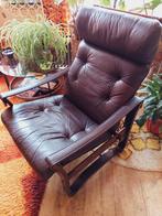 Vintage Jaren 70 Leren Fauteuil Deens design Fagas, Huis en Inrichting, Fauteuils, Ophalen
