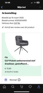 2 Grijze Eetkamerstoelen met Armleuning, Huis en Inrichting, Ophalen, Twee, Zo goed als nieuw, Stof