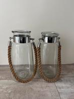 Set van 2 glazen vazen met touw, Ophalen, Overige kleuren, Minder dan 50 cm, Glas