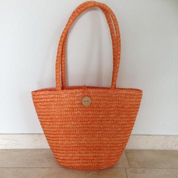 Leuk rieten tasje/mandje in zomers oranje beschikbaar voor biedingen