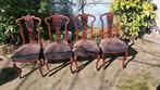 4 Chippendale stoelen, gaaf en goed €25 per stuk., Huis en Inrichting, Ophalen, Gebruikt, Chippendale. Mahoniehout. Velours bekleding.