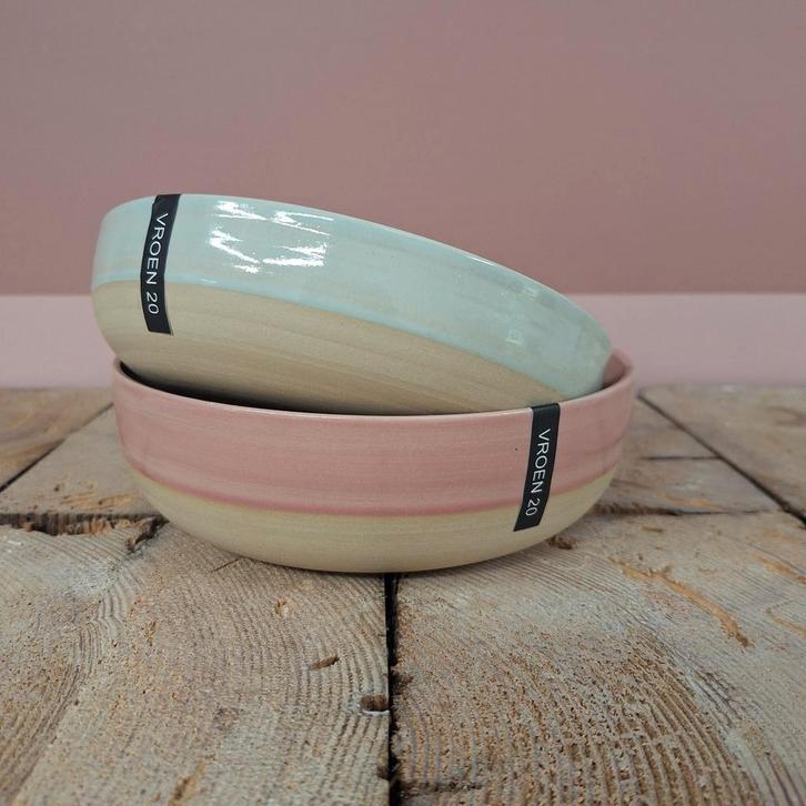 handgemaakte schalenset color duo van VROEN 20, Huis en Inrichting, Keuken | Servies, Nieuw, Schaal of Schalen, Overige stijlen