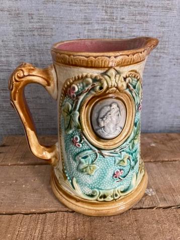 Franse antieke Barbotine/Majolica kan ca.1880 -Saint Clément beschikbaar voor biedingen