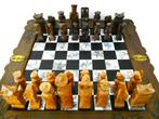 Chinees schaakspel / schaakbord houtgesneden schaakstukken, Antiek en Kunst, Curiosa en Brocante, Ophalen of Verzenden