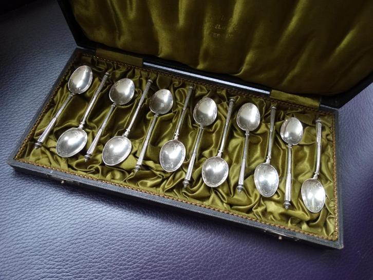 Antiek zilveren advocaatlepeltjes in etui, zilver Wolffers, Antiek en Kunst, Antiek | Goud en Zilver, Zilver, Verzenden