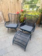 Jasmin 2x Vlinder stoelen met voetenbankje, zwart, Ophalen, Zo goed als nieuw