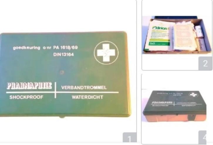 EHBO Pharmaphile Shockproof Verbandtrommel met materialen, Verzamelen, Retro, Persoonlijke verzorging, Ophalen of Verzenden