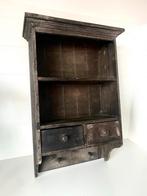 Oude Houten Wandkastje met Lades, Huis en Inrichting, Minder dan 50 cm, Gebruikt, Ophalen of Verzenden, Minder dan 100 cm