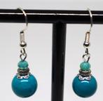 Korte oorbellen met groen/blauwe Phoenix kralen, Sieraden, Tassen en Uiterlijk, Oorbellen, Overige materialen, Hangers, Nieuw