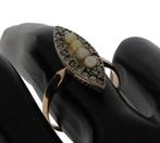 Sale Antieke roos diamanten 14k gouden parel prinsessen ring, Ophalen of Verzenden, Goud, Ring, Met edelsteen