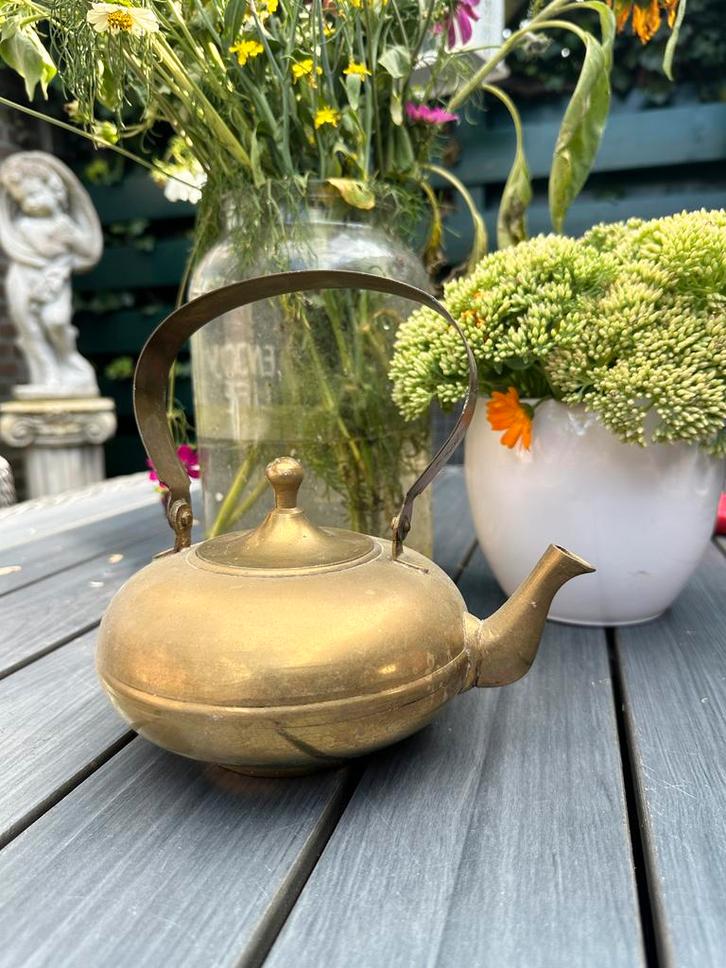 Fraai gevormde antieke koperen ketel met handvat, Huis en Inrichting, Keuken | Keukenbenodigdheden, Zo goed als nieuw, Ophalen of Verzenden