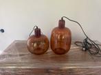 Set van 2 glazen hanglampen, Ophalen of Verzenden, Zo goed als nieuw, Glas, Minder dan 50 cm