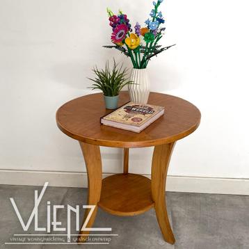 Vintage, retro, ronde bijzettafel, tafel hout beschikbaar voor biedingen
