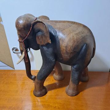 Grote Houten Olifant - Decoratief Beeld beschikbaar voor biedingen