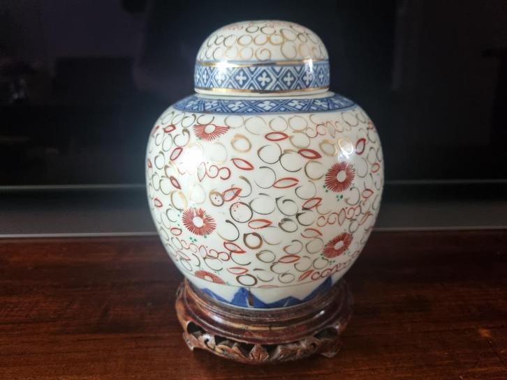 Grote Antieke Chinese Wanyu Gemberpot met Onderzetter., Antiek en Kunst, Kunst | Niet-Westerse kunst, Ophalen of Verzenden