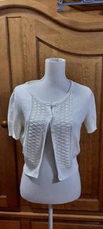 Vest H&M maat m met bewerkt voorpand met korte mouwen., Maat 38/40 (M), H&M, Wit, Nieuw