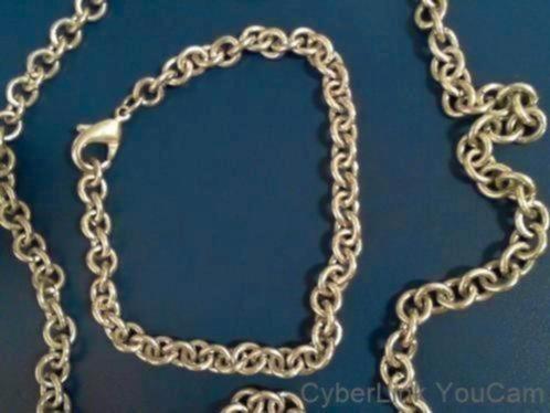 12908-8 Jasseron Ketting + Eventueel Bijpassend Armband, Sieraden, Tassen en Uiterlijk, Kettingen, Zo goed als nieuw, Zilver, Zilver