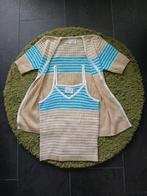 Vintage jaren 70 vestje + top set, beige, lichtblauw maat S, Zo goed als nieuw, Vintage, Verzenden, Blauw