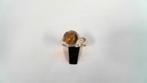 13802-6 Zilveren Ring Met Tijgeroog, Ophalen of Verzenden, Zo goed als nieuw, 17 tot 18, Met edelsteen