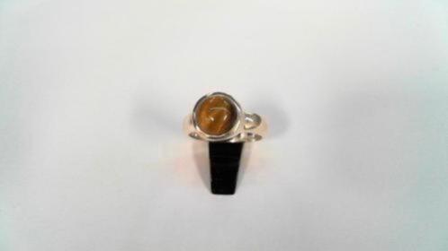13802-6 Zilveren Ring Met Tijgeroog, Sieraden, Tassen en Uiterlijk, Ringen, Zo goed als nieuw, Dame, 17 tot 18, Zilver, Zilver